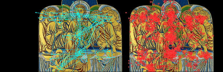 Visualization of Fixations vs. Saccades on Nikolaus de Verdun’s Last Supper (1181)